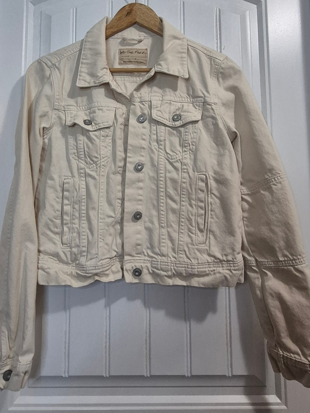 Womens We The Free Cream Cotton Denim Jacket Size Small